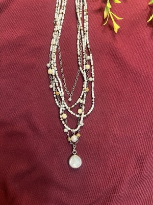Retired Silpada N1673 Multi Strand Necklace Sterling Silver Pearl MOP Jasper