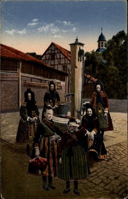 Am Brunnen Hesse Germany vintage postcard k248