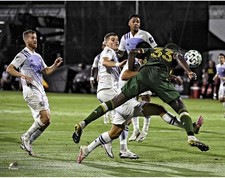 Larrys Mabiala Portland Timbers Unsigned MLS is Back Final Header Goal Photo