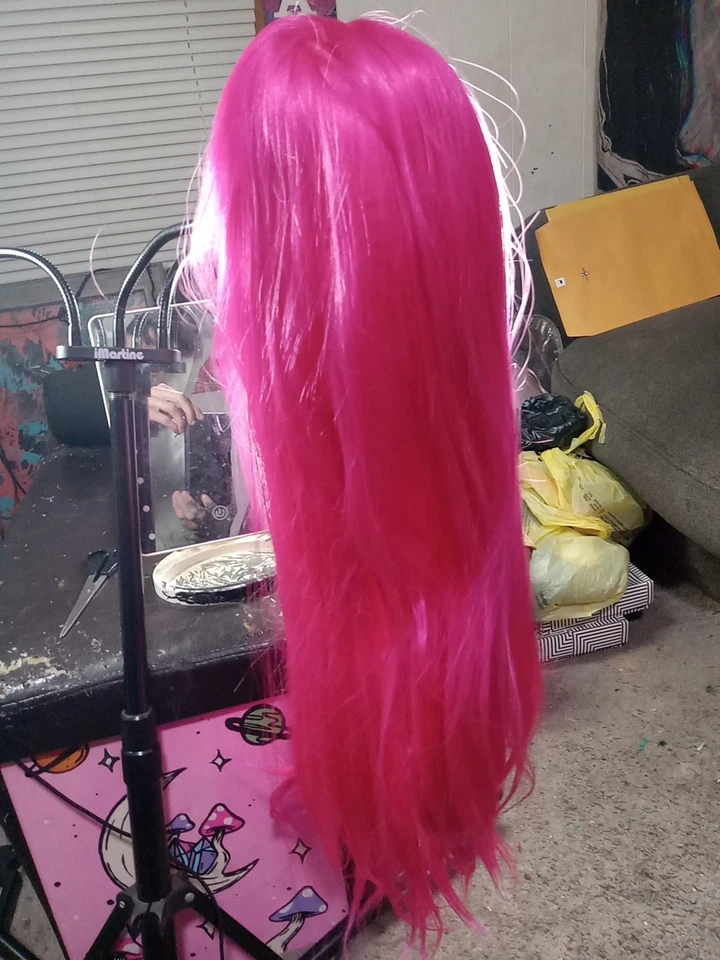 Peluca Colorida Rosa y Rosa Claro Pelo Largo Lacto Foto 4 de 4