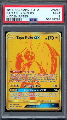 Tapu Koko Gx SV93/SV94 Hidden Fates Pokemon PSA 9