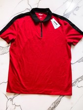 DKNY Men  s XL Red Black Quarter Zip Short Sleeve Performance Polo Shirt NWT