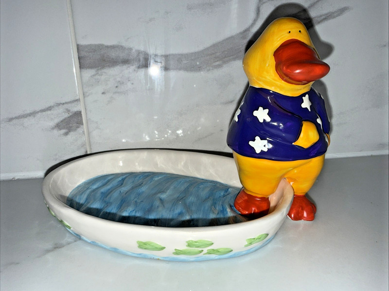 Fitz and Floyd Soap Dish Animal Farm Yellow Duck in Pool