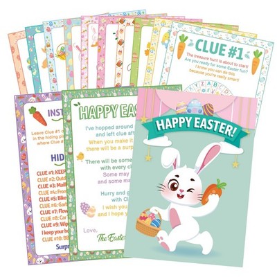 11pcs Outdoor Easter Hunt Clues Cards, Outdoor Easter Party Games Easter Scaveng