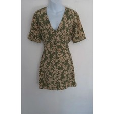 Ba&sh Vert botanical print mini shirt dress UK size 10
