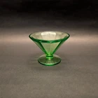 Vintage Federal Green Uranium Glass Paneled Sherbet Cup Footed Glows UV 395nm