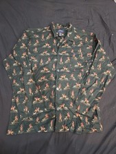 Rare Polo Ralph Lauren Sleepwear Hunter Cotton Button Up Shirt Mens Size L