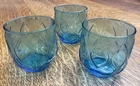 3 Vintage Anchor Hocking Madrid Blue 3 Inch Juice Cups