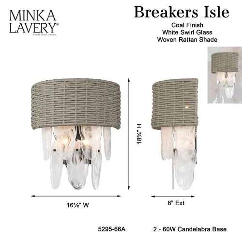 Minka Lavery 5295 Breaker Isle 4 Light 19" Tall Wall Sconce - Coal - Picture 3 of 8