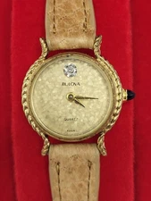 [ VINTAGE RARE ] Bulova Accutron women's decorative dress watch gold dial 