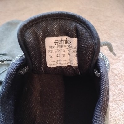 Etnies Skater Sneakers preserve size 12 Green Canvas Skateboarding Comfort Shoes