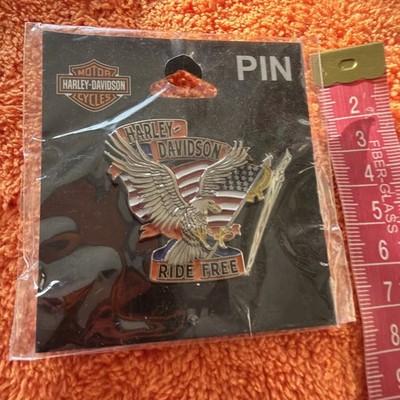 RAR Harley Davidson Metall Emaille Pin Anstecker Adler & USA Flagge ca. 38mm x 40mm