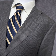 Joseph Feiss Sport Coat 43R Gray Glen Check Plaid Silk Wool Blazer Jacket 44R