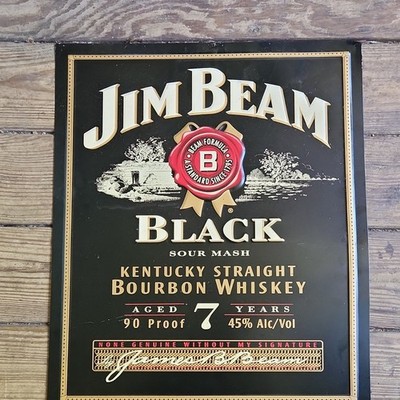 Jim Beam Black Kentucky Straight Bourbon Whiskey Metal Distillery Sign