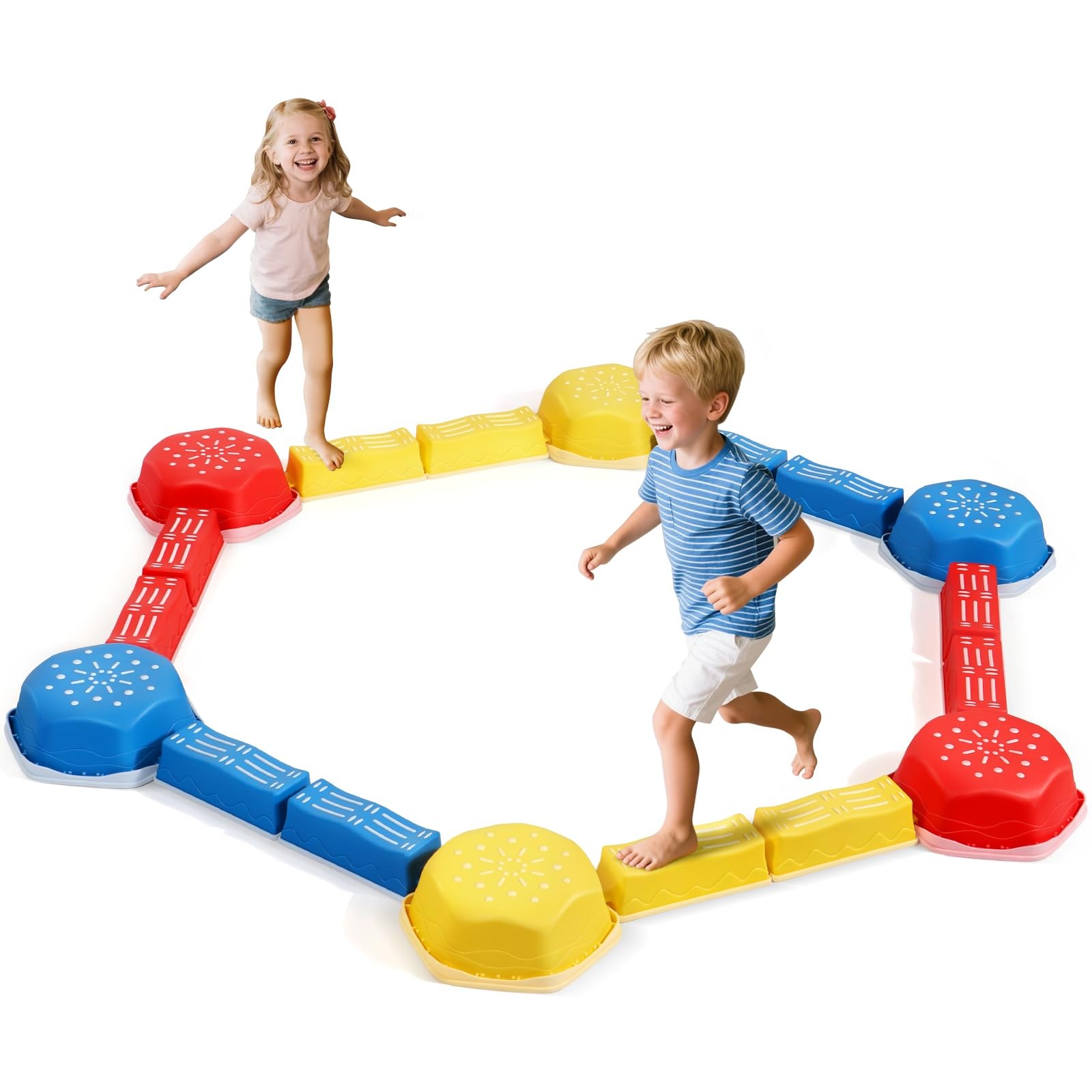 Balance Beam for 18Pcs Non-Slip Stepping Stones Obstacle Course for Toddlers ...