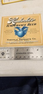 EARLY 1900s HAEHNLE's TEMPERANCE BEER 'NEAR BEER' 12 oz LABEL JACKSON MICHIGAN!