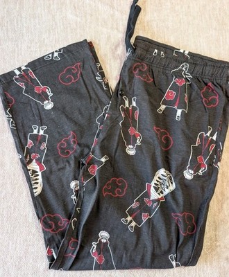 BoxLunch Naruto Anime Print Pajama Pants 2XL Black Cotton Drawstring Lightweight