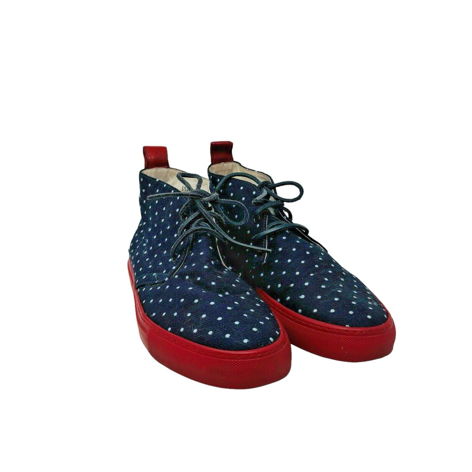 Del Toro Chukka Sneakers Size 12 Blue White Polka Dots Red Soles