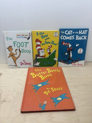 4 Dr. Seuss Books: The Foot Book, I Can Read With My Eyes Shut , The Cat In The