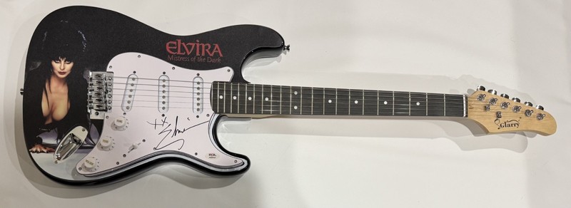 ELVIRA SIGNED CUSTOM GUITAR THE MISTRESS OF THE DARK CASSANDRA PETERSON PSA COA