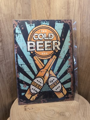 Retro Cold Beer Blechschild GROSS A3 GRÖSSE , 41cm X 28cm 