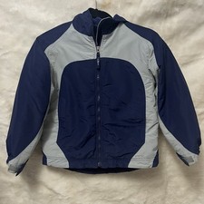 L.L.Bean Boys Regular Full-zip Fleece-lined Jacket In Blue and Gray Size 8 Used