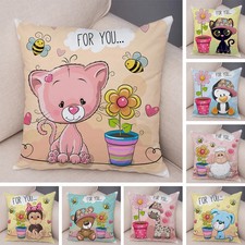 Adorable Animal Pattern Pillow Cover Soft Fabric Decorative Cushion Sofa Chair