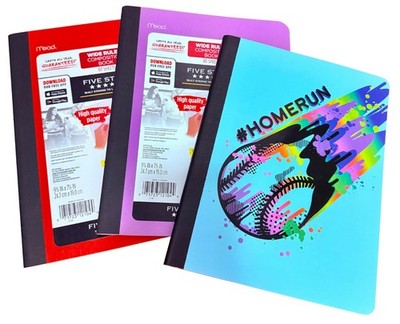 80 Sheets Mead Wide Ruled Composition Notebooks Set of 3