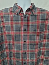 Eddie Bauer Men XXL Plaid Heavy Button-Up Shirt Long Sleeve Work Street Wear Red