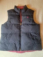 Ralph Lauren Youth Girls Reversible Down Puffer Vest Navy/Pink, Size XL-16