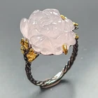 Vintage ring 18 ct+ Natural Rose Quartz Ring 925 Sterling Silver Size 8 /R470506
