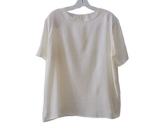 VTG BOBBIE BROOKS Ivory Short Sleeve Blouse Top Sz L