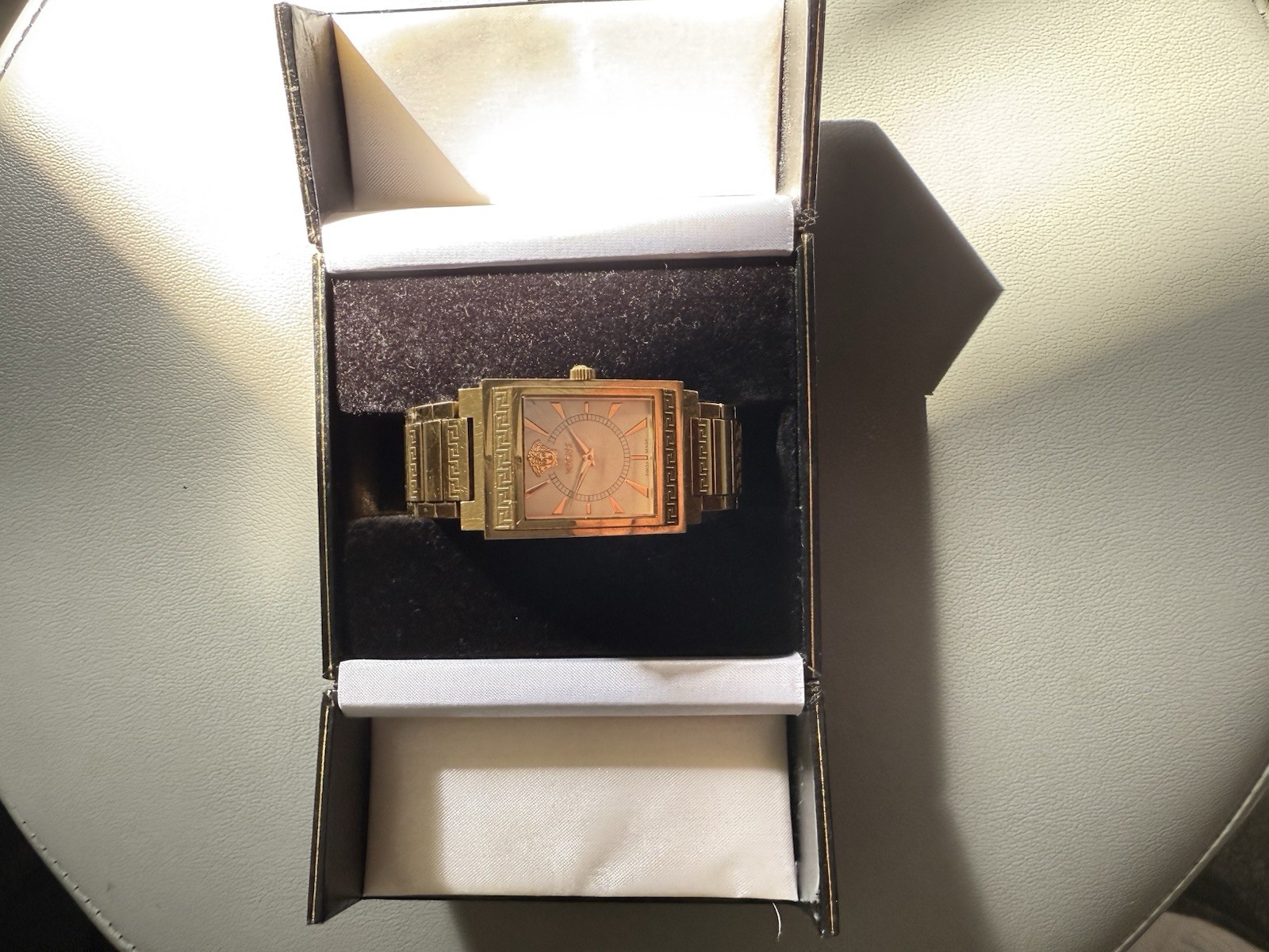 Versace Gold Rectangular Swiss Made Sapphire Crys… - image 3