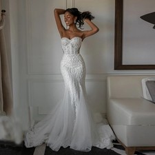 Sweetheart Mermaid Wedding Dresses Sleeveless Zipper with Button Bride Gowns