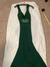 Dark green sparkle Luxury Beaded prom dress gown size 0 long slit open back