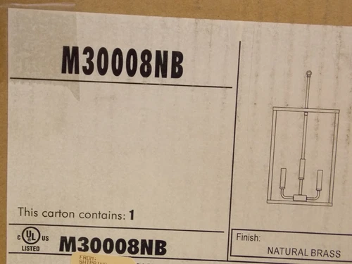 Meridian M30008NB Traditional 4 Light 18" Pendant in Natural Brass Finish - Picture 2 of 2