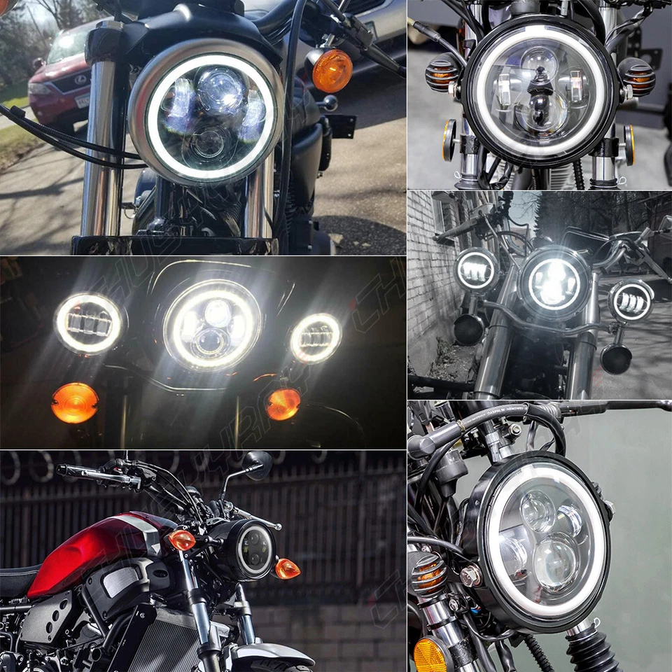 for Yamaha V-Star XVS 650 950 1100 5.75" 5 3/4 LED Headlight Upgrade Light — 第 2/4 张图片