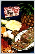 Postcard Old Fashion Claxton Fruit Cake Georgia Food Spread Pineapples