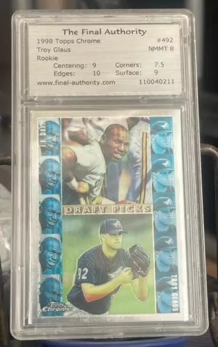 TROY GLAUS / J.J DAVIS⚾️ TOPPS (NM 8) 1998 CHROME DRAFT PICKS ( #492 ) 110040211