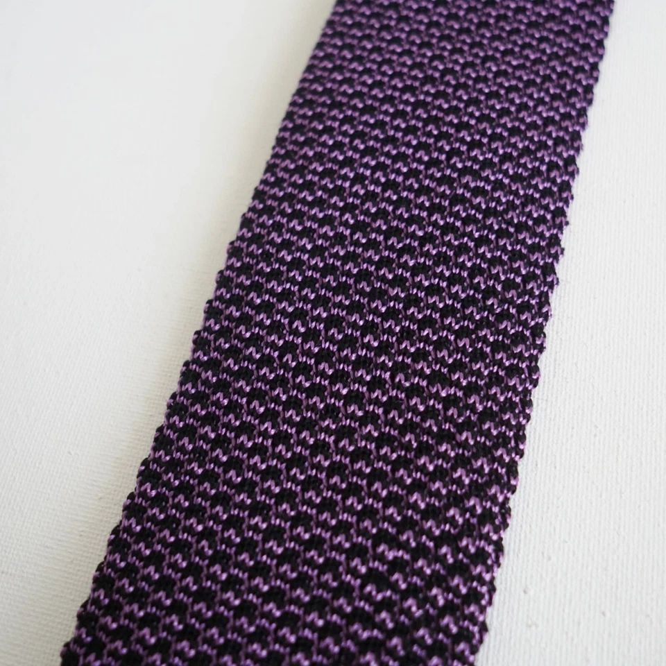 NWT Authentic TOM FORD Purple Black WOOL SILK KNIT Skinny Tie - Image 3 of 4