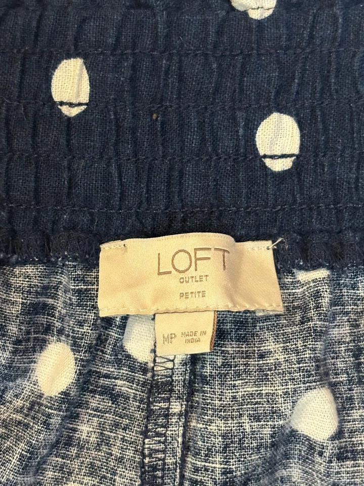 Ann Taylor Loft "pierna ancha pequeña" cintura elástica mezcla lino/viscosa con bolsillo Foto 3 de 4