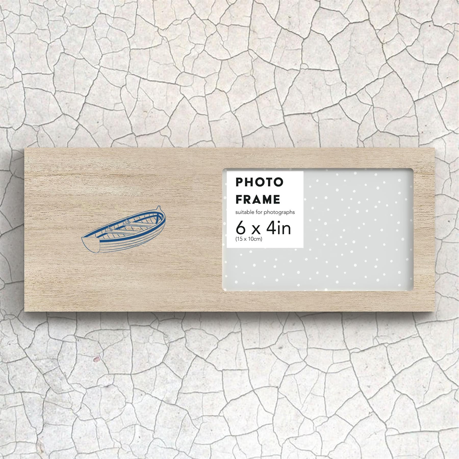 Rowing Boat Illustration Coastal Blue Nautical Wooden Landscape Photo Frame