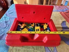 Vintage lego lot in Red plastic Lego storage box