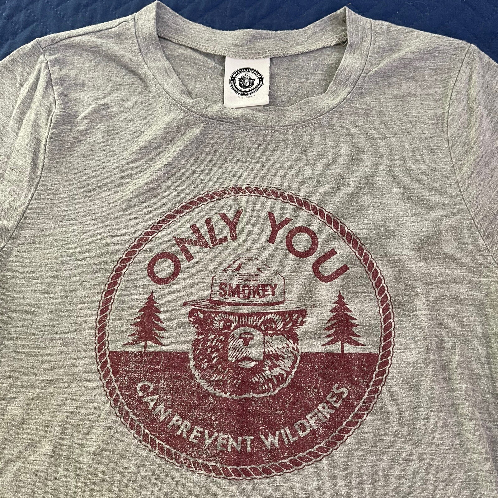 Smokey the Bear Only You Can Prevent Forest Fires gray t shirt Womens M