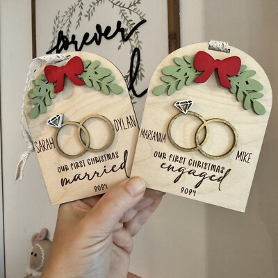 DIGITAL SVG Laser Cut File Our First Family Engaged/ Married  Glowforge Xtool +