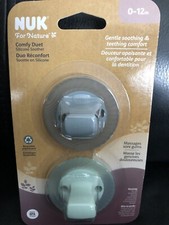 NEW 2pk NUK for Nature Comfy Duet Pacifier Silicone Blue Sage 0-12m Baby