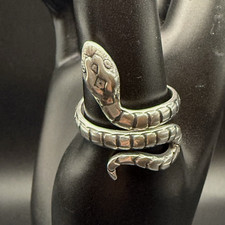 Sterling Silver Snake Serpent Wrap Ring Size 9 Adjustable Highly Detailed