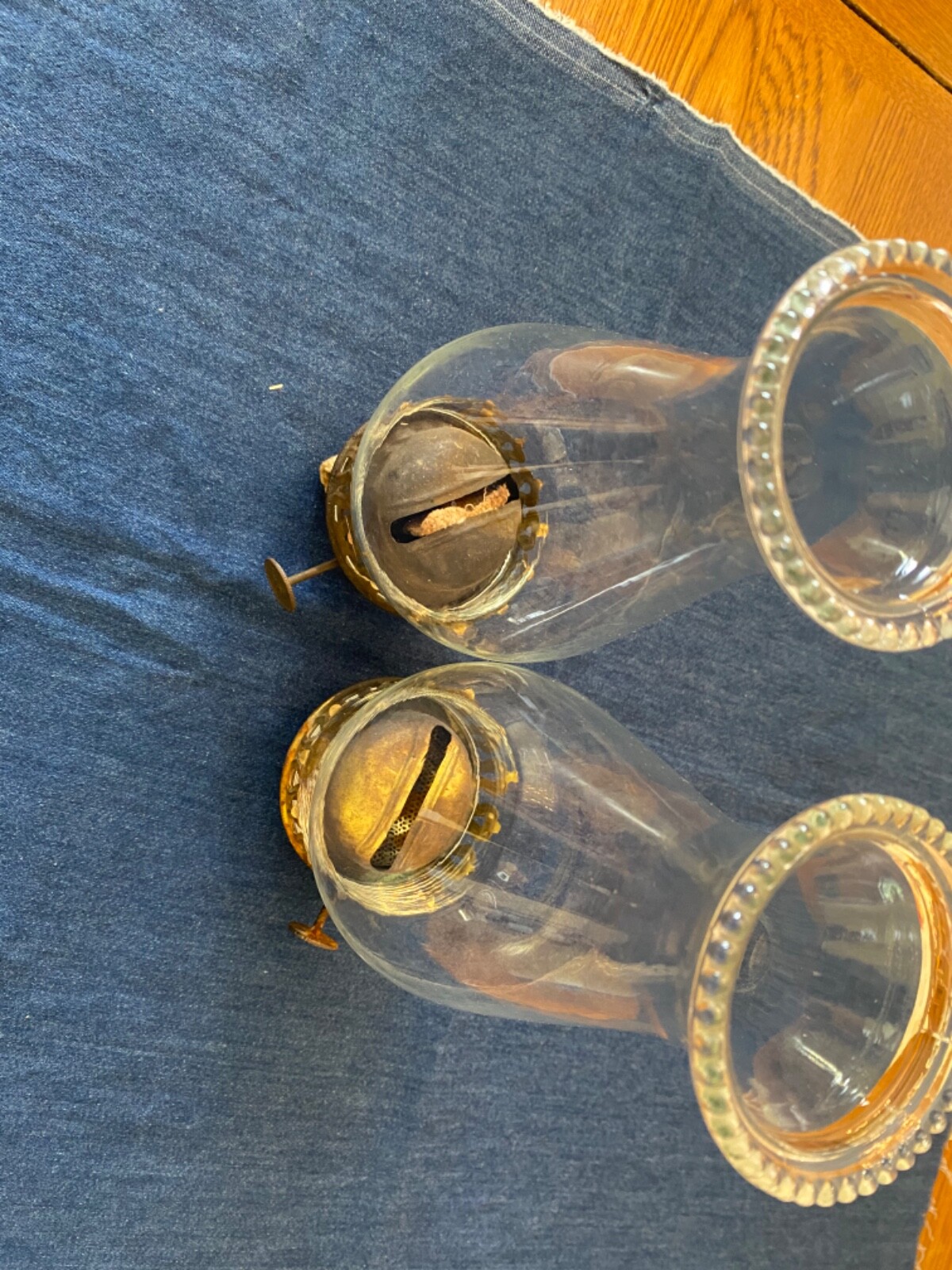 Antique NO.2 flat wick Eagle oil lamp burners with chimneys lot of 2 eBay