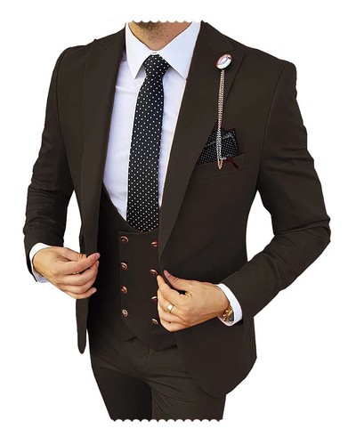 Formal Men 3 Piece Wedding Suits Wedding Suit Costume (Blazer+Pants+Vest) - Picture 15 of 42