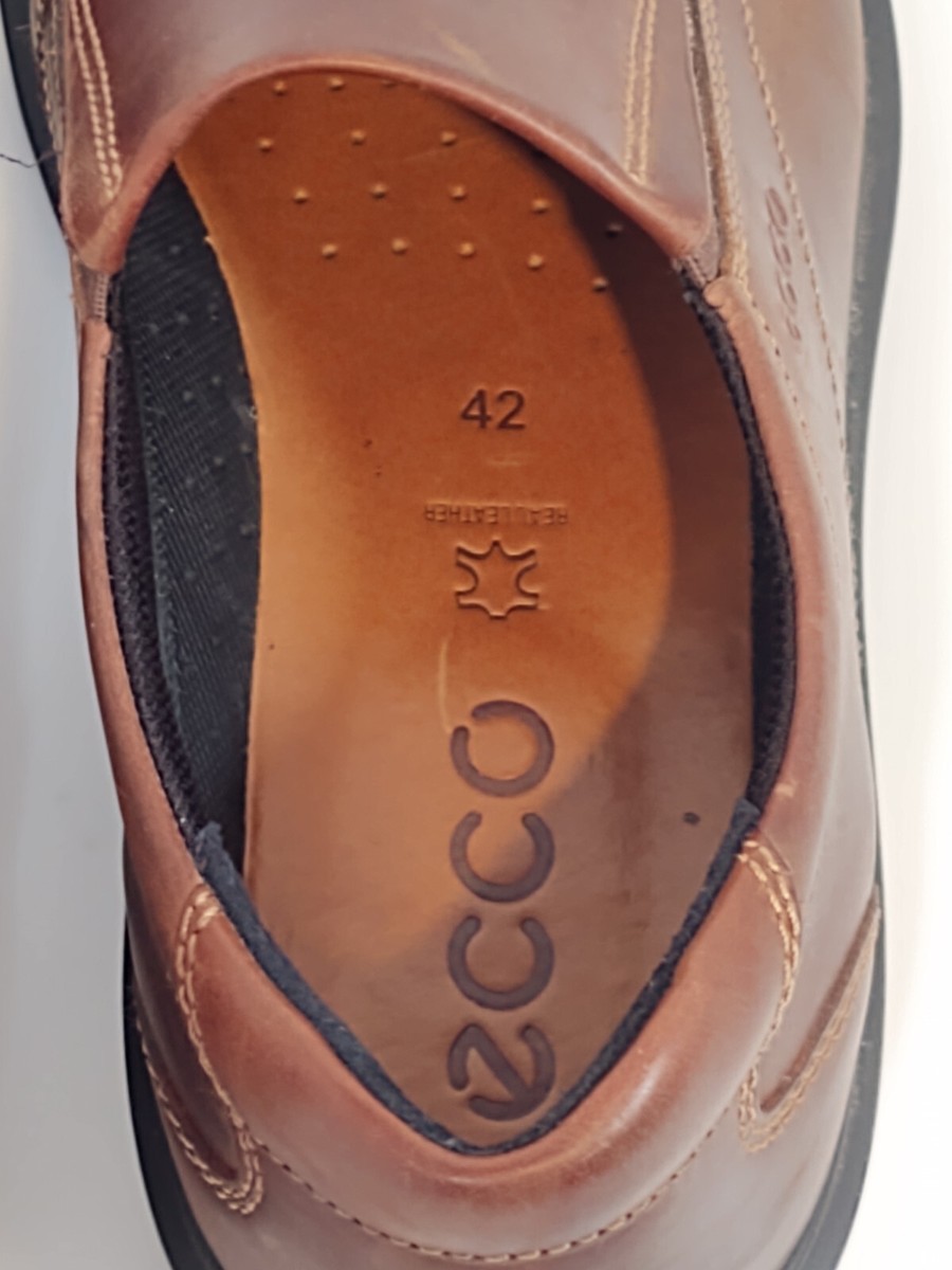 Ecco Men\'s Shoes Helsinki Brown 8-8.5 EU 42 Leather Lace Up Casual Loafer ECCO Helsinki Slip on Men US 8 Brown Loafer EU 42 Blemish  main image 4
